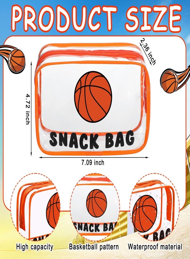 Yeyeplum 12 Pcs Basketball Snack Bags for Team Gifts Basketball Goodie Treat Candy Pouch Bags Clear PVC Waterproof with Zipper Party Favors for Team Ground Birthday Gifts Sport Supplies - Image 3